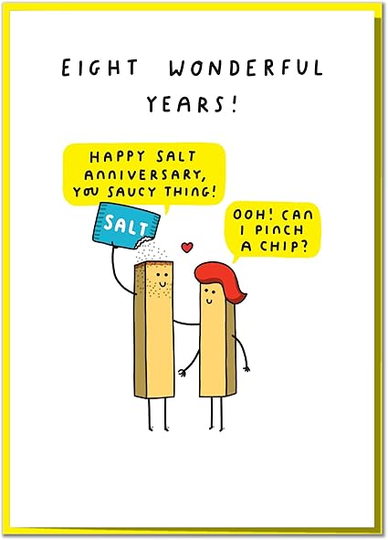Happy Salt Anniversary Funny 8th Anniversary Card Amazon Co Uk Office Products