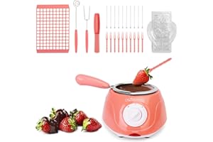 OUTAMATEUR 8.45oz Melting Fondue Set,MINI Electric Chocolate Melting Pot,Chocolate Fondue Fountain,Warmer Machine for Milk Chocolate,Cheese,Butter,Candy (Pink)