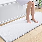 OLANLY Bathroom Rugs 59x20, Extra Soft Absorbent Chenille Bath Rugs, Rubber Backing Quick Dry, Machine Washable Bath Mats for Bathroom Floor, Tub and Shower, Home Decor Accessories, White