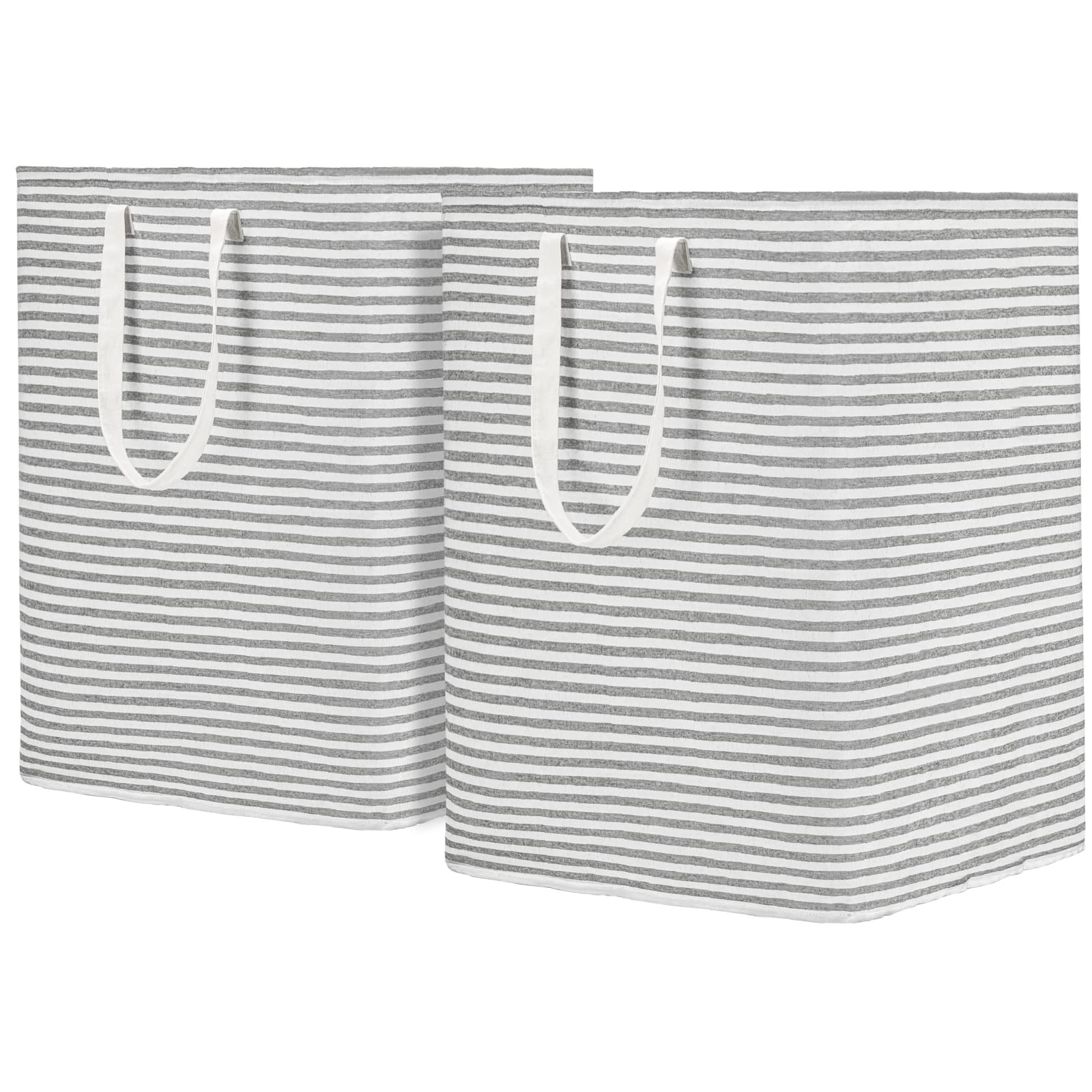 DOKEHOM 120L [2 Pack] Freestanding Laundry Hamper with Handle, Collapsible Extra Large Cotton Storage Basket for Clothes (Grey) — image 1