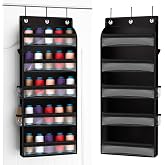 Tegeme 5-Tier Hanging Thread Holder with PVC Window &amp; Side Pocket,Black | Sewing and Embroidery Thread Organizer, Over the Door Spools Cones Rack Storage, for Large Spools Serger Quilting