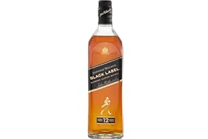 Johnnie Walker, Black Label, 1 L, Whisky Blended Scotch, Envejecido 12 Años, Sabor Dulce y Ahumado