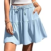 TARSE Womens Linen Skirt Pants Wide Leg Flowy Shorts Drawstring Loose Fit Summer Casual Lightweight Comfy Vacation Wear