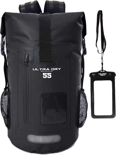 Ultra Dry Adventurer Premium 55L Waterproof Dry Bag Backpack Black