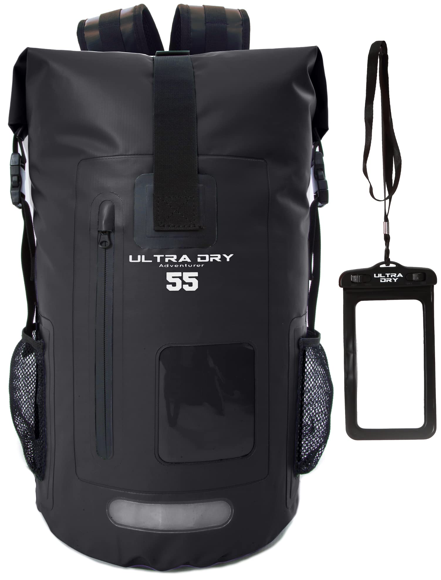 Premium 55L Waterproof Dry Bag Backpack, Sack with Phone Dry Bag, Perfect for Boating/Kayaking/Hiking/Canoeing/Fishing/Rafting/Swimming/Camping/Snowboarding (Black, 55 Litre)