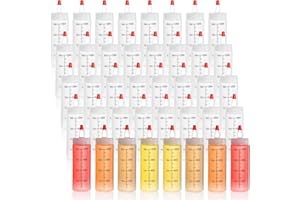 Foraineam 40 Pack 4 oz (120 ml) Small Condiment Squeeze Bottles with Red Tip Cap and Measurement, Durable Plastic Squirt Bott
