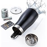 20oz Diversion Safe Water Bottle, Stainless Steel Bottle with Hidden Compartment for Storage Values Like Cash, Keys, Jewelry, Suitable for Outdoor, Gym, and Travel-Black