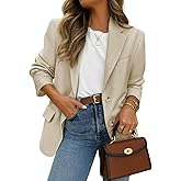 ZESICA Womens Spring Business Casual Blazers 2026 Long Sleeve Open Front Lapel Collar Work Office Suit Jackets Blazer