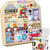 JAUNTY Kitchen Busy Board Toy for 3 4 5 Years Old, Wooden Sensory Toys Montessori 3-5 Toddler Girls Toy with Sound, Learning Kitchen Toys Great 1st First Birthday Gift for Girls Boys