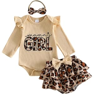 Baby Girls Newborn Outfit Mamas Girls Romper Top Leopard Tutu Skirt Sets | mamas girls baby clothes,newborn girl must haves,b