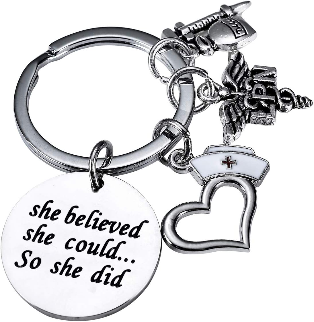 Nurse Keychain Nurse Gifts for Women Inspiration Keychain Best Friends Gifts Nurse School Graduation Gifts Thank You Keychain (she Believed)