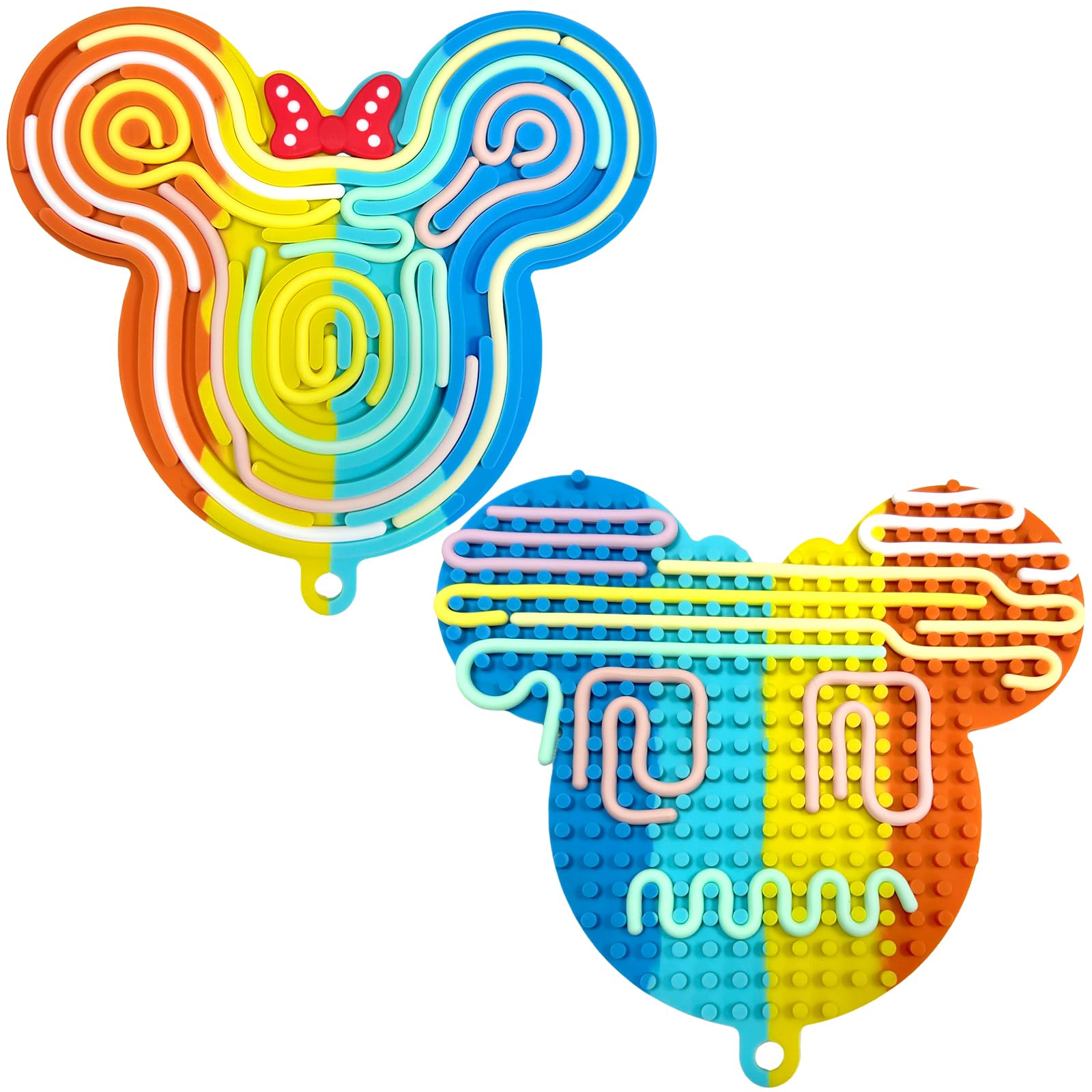 Felicify Push Peel Sensory Board, Sensory Activity Board with 12 Strings, Silicone Fidget Toy, Double Side Fidget Boar, Sensor Toys for Kids and Adults with ADHD ADD OCD Autism (Colorful)