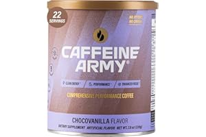 CAFFEINE ARMY ChocoVanilla | Comprehensive Functional Coffee with MCTs, CoQ10, Collagen and Adaptogens: Clean Energy + Supports Daily Attention, No Jitters or Crash (7.8 oz 22 Servings)