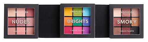 Profusion Cosmetics Ultimate Collection, 3 Pc Multi Finish 9 Shade Eyeshadow Palette Collection for All Skin Tones, Achieve Attractive Eye Look with Versatile Matte and Shimmer Eyeshadow Palettes