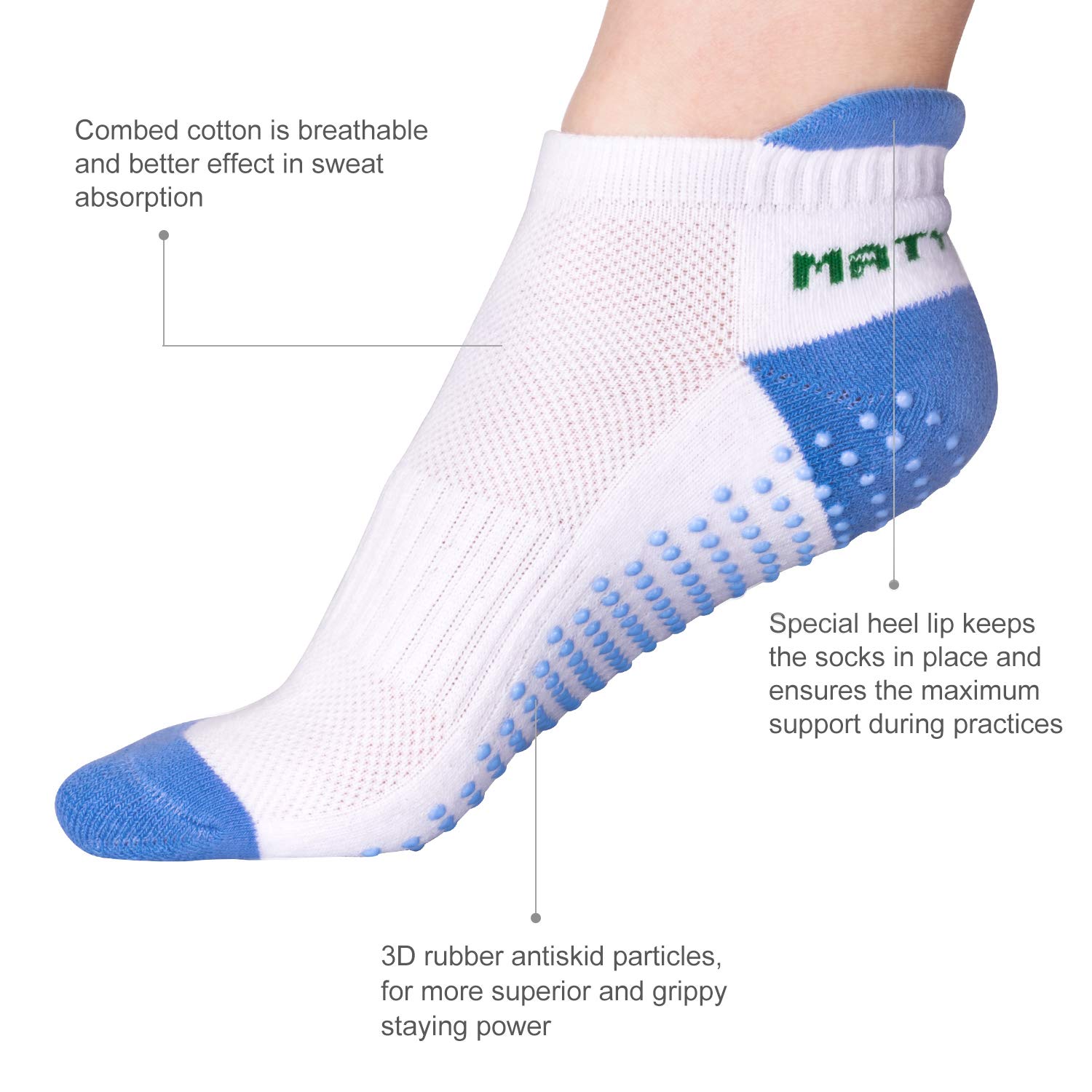 Matymats Grippy Yoga Socks Non Slip with Silicone Dot for Pilates, Barre, Bikram