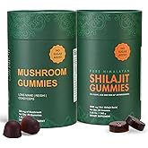 Xuore Bundle of Himalayan shilajit &Mushroom Gummies Supplement – 3000 mg shilajit, Lions Mane Reishi, Cordyceps, no Added Sugar, lab Tested, 75%+ fulvic Acid, 92+ Minerals,One Supplement(1 Package).