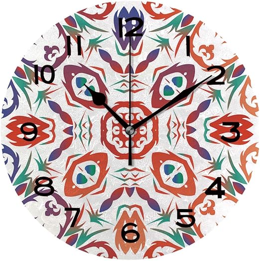 AmaUncle Round Wall Clock Mexican Ornamental Talavera