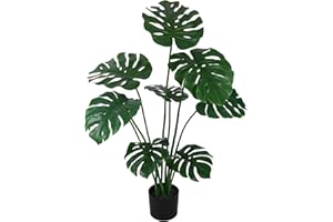 SAKSUN Artificial Monstera Plant 42", Tall 3.5FT Large Faux Potted Monstera Floor Plant, Perfect Fake Swiss Cheese Plant Tree with 9 Leaves in Pot for Home Decor Indoor Housewarming Gift