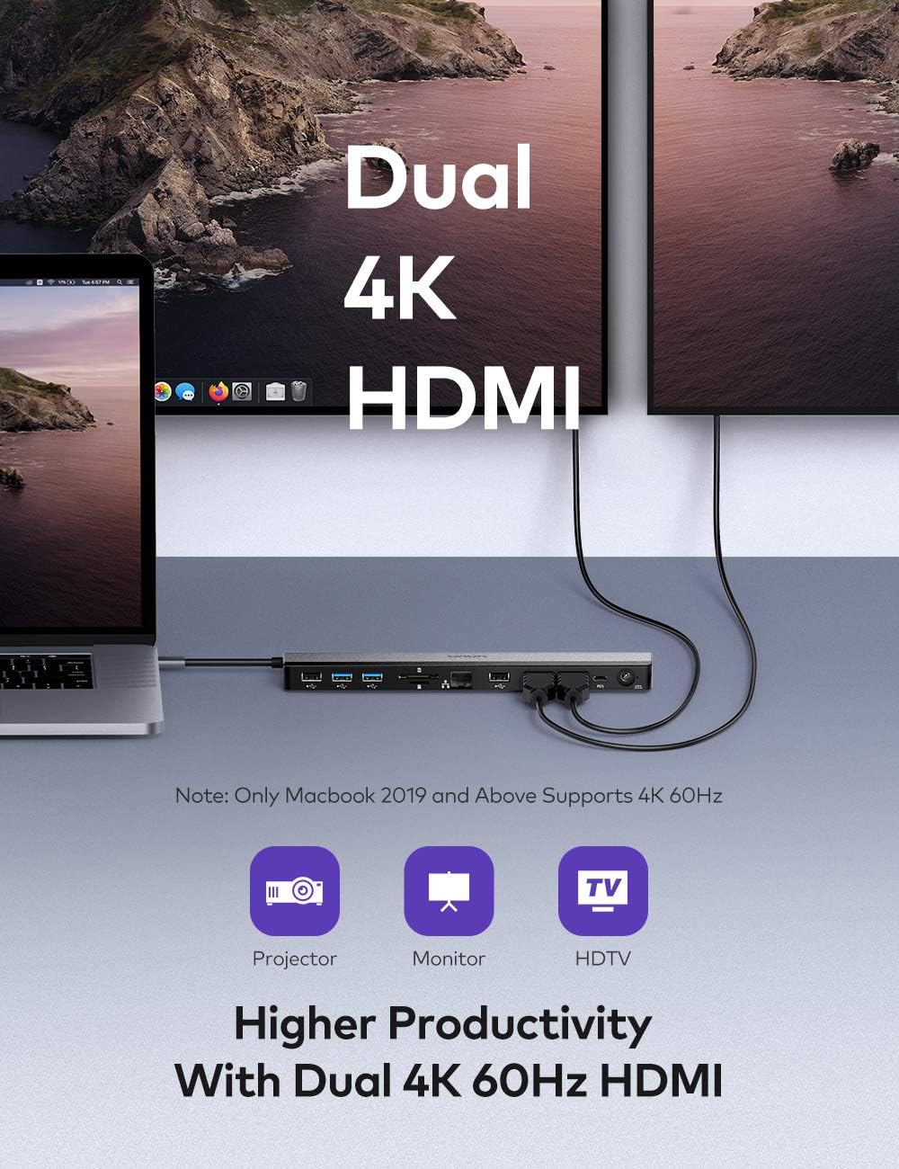 VAVA USB C Docking Station, 12-in-1 Type C Hub with Dual 4K HDMI Ports, RJ45 Ethernet, 4 USB Ports, SD/TF Cards Reader, PD USB-C Charging Port, Audio/Mic for MacBook/Pro/Air, Type C Windows Laptops: Computers & Accessories