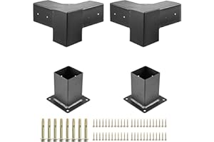 TOMCHY Pergola Brackets Kit Heavy Duty with Post Base 4x4 (Actual: 3.5x3.5 inches )DIY Pergola Kit with Steel Brackets and Pergola Brackets Boot Shoulder and Lag Bolts （2 Bracket Shoulders +2 Boots）