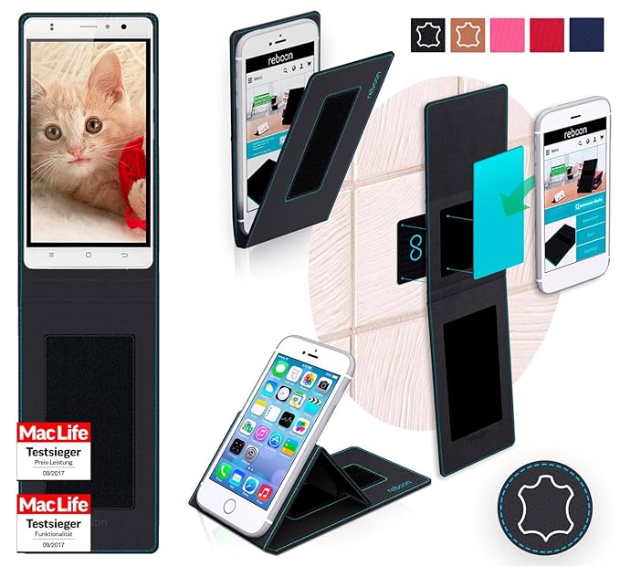 reboon Hülle für Timmy M20 Pro Tasche Cover Case Bumper | Schwarz Leder | Testsieger