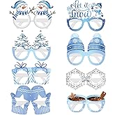 WEEPA 24 Pcs Christmas Photo Booth Props Snowflake Snowman Paper Eyeglasses Winter Wonderland Decorations Winter Decor Winter Party Decorations