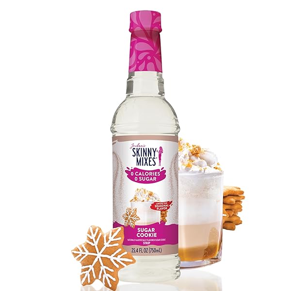 JORDAN’S SKINNY SYRUPS SUGAR FREE COFFEE SYRUP, SUGAR COOKIE FLAVOR, ZERO CALORIE FLAVORING FOR LATTE, PROTEIN SHAKE, COCKTAIL & MORE, GLUTEN FREE, KETO FRIENDLY, 25.4 FL OZ, 1 PACK