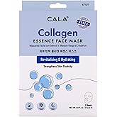 Cala Revitalizing Essence Face Masks with Collagen - 5 Count Moisturizing Sheet Masks for Radiant, Firm Skin