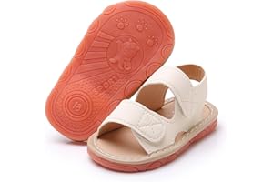 SOFMUO Baby Boys Girls Squeaky Sandals Non-Slip Soft Rubber Sole Closed Toe Infant Summer Outdoor Shoes Toddler First Walkers