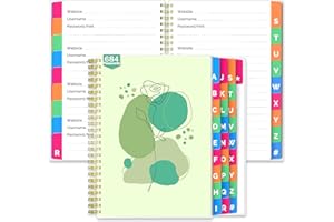 Hoci Poci Small Password Book with Colorful Alphabetical Tabs, Spiral Password Keeper Books for Internet Website Address Log in - “6×4” Password Books for Seniors, Students and Business-Green