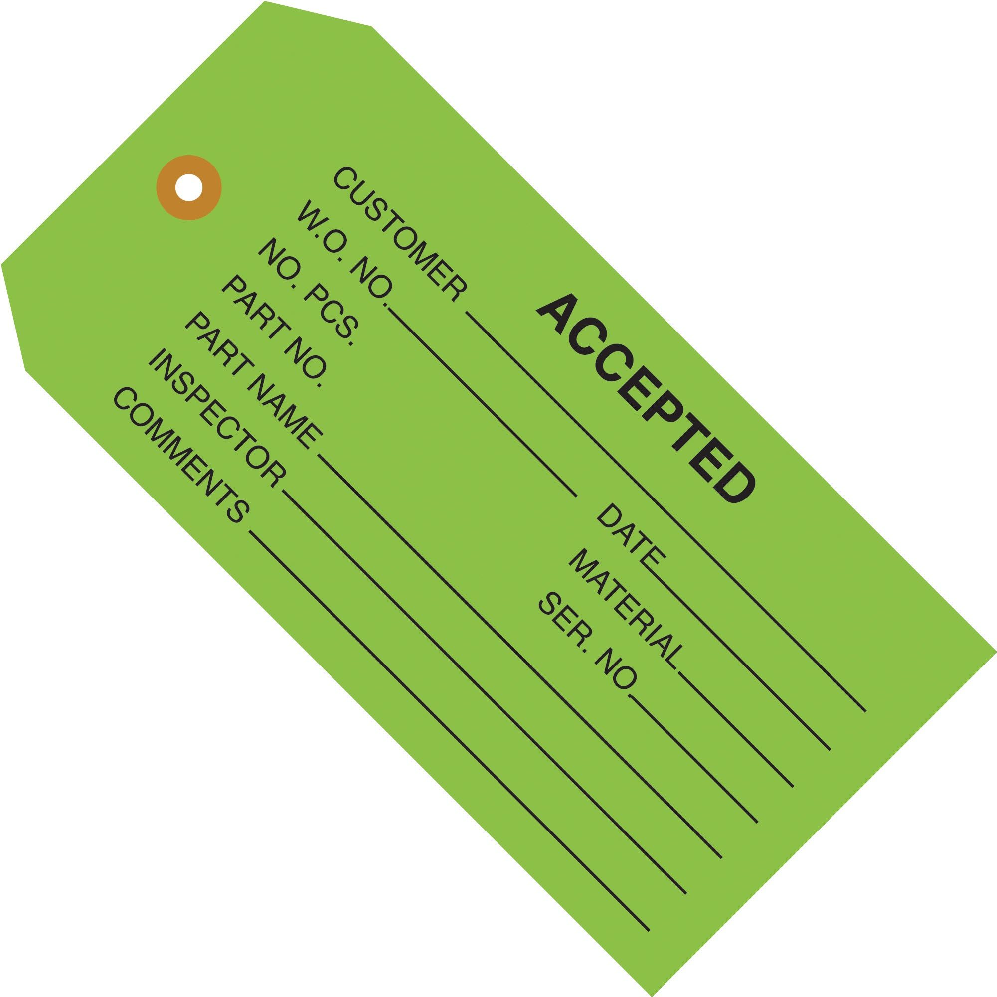 Inspection Tags,"Accepted", 4 3/4" x 2 3/8", Green, 1000/Case