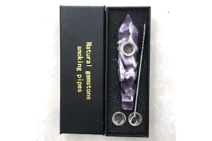 VERENIX Natural Dream Amethyst Crystal Point Pipe with Metal Screen, Dream Amethyst Tower，Purple and White Multi-Color,crystal gift