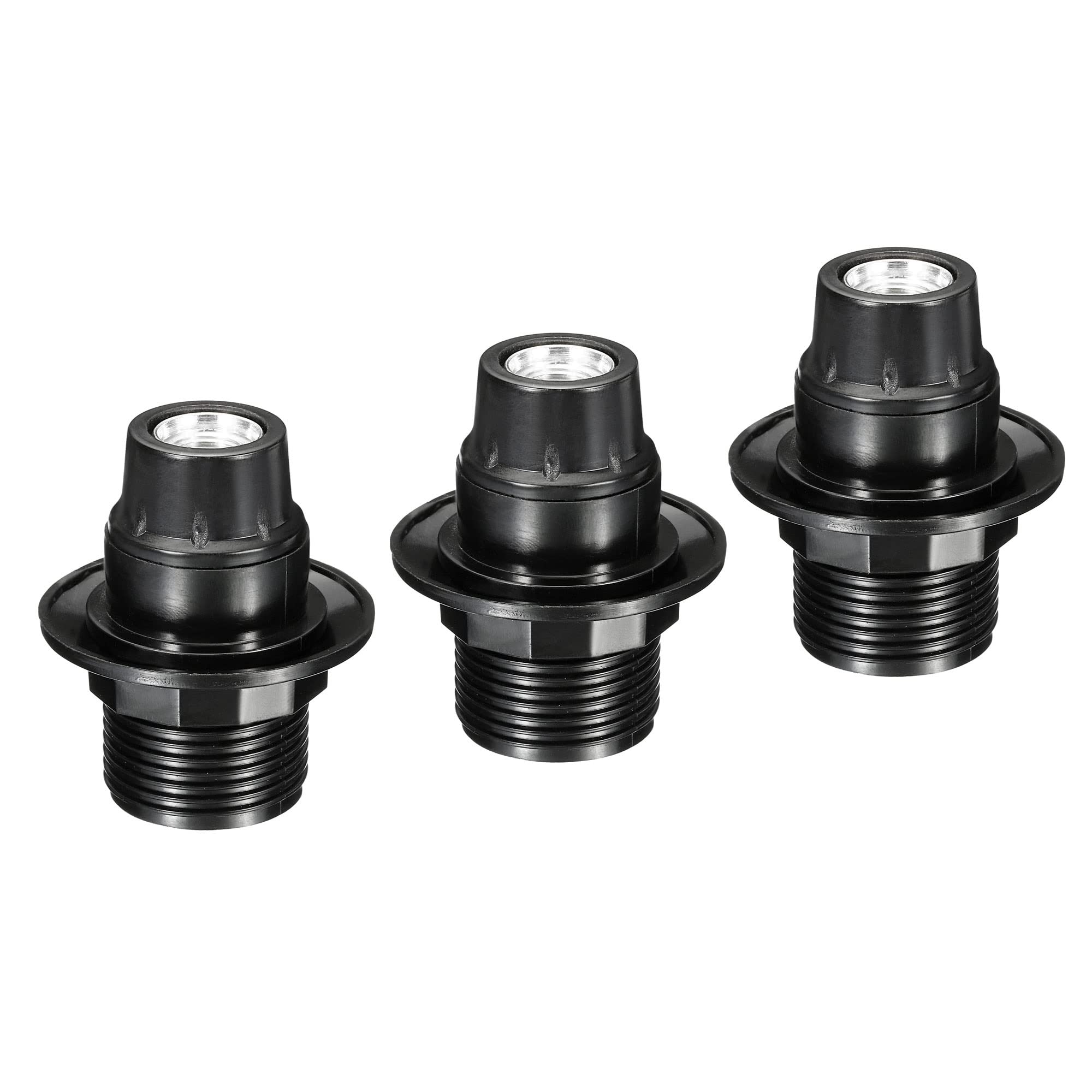 PATIKIL E14 Bulb Holder Light Socket, 3 Pack Screw Thread LED Bulb Lamp Holder for Pendant Lights, Black