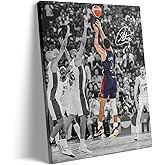 NBA Canvas Wall Art Decor - Stephen Curry Iconic Three-Point Shot Team USA Olympic Game Scene, Basketball Wall Poster for Sports Fans, Home, Bedroom or Game Room Decor 8X10