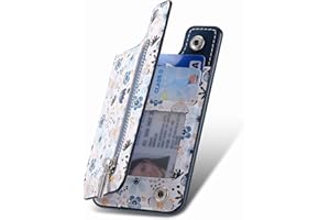 TopFunny Stick on Wallet for Phone Case, Credit Adhesive Card Holder for Back of Phone Cases Flip Leather Zipper Flower Wallet Sleeve Compatible with iPhone, Samsung Galaxy Most Smartphones Blue