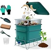 HCGADON 3-Tray 15L Worm Compost Bin,Indoor Composter for Kitchen Food Waste