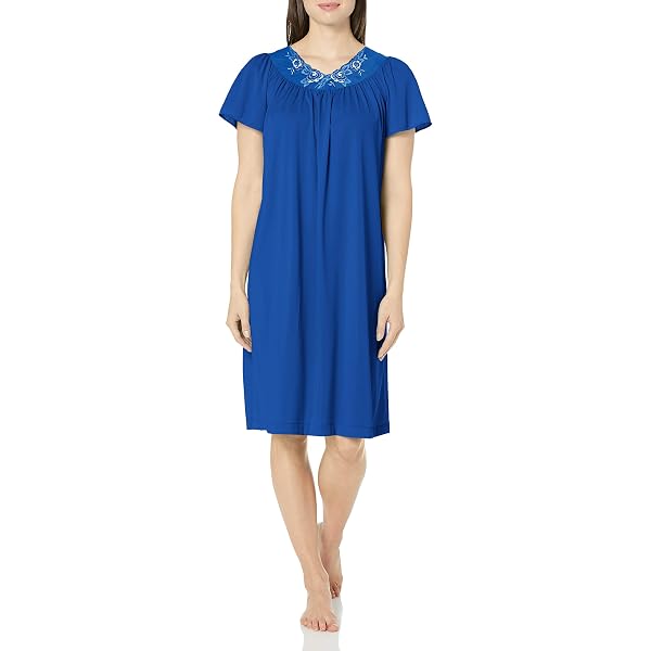 Shadowline Women's Beloved 40 Inch Waltz Gown | Flutter Sleeve Nightgown With Lace Trim