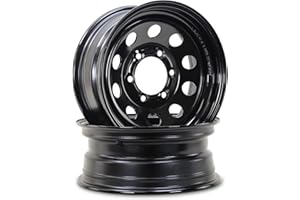 LIBRA 15 x 6 Trailer Wheels 6 Lug on 5.5" Bolt Pattern Black Mod, Set 2-17010