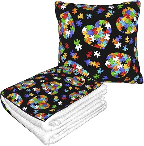 Amazon Co Jp カラフルな自閉症意識 両用抱き枕 ブランケット シングル ひざ掛け 防寒保温 毛布 クッション かわいい 折りたたみ 丸洗いok 収納便利 多機能 オフィス ソファ 昼休み 寝具 車中泊対策 オールシーズン通用 ホーム キッチン