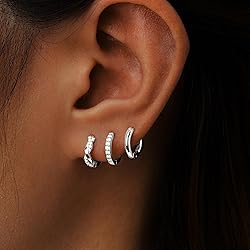 Inerney 925 Sterling Silver Huggie Hoop Earrings