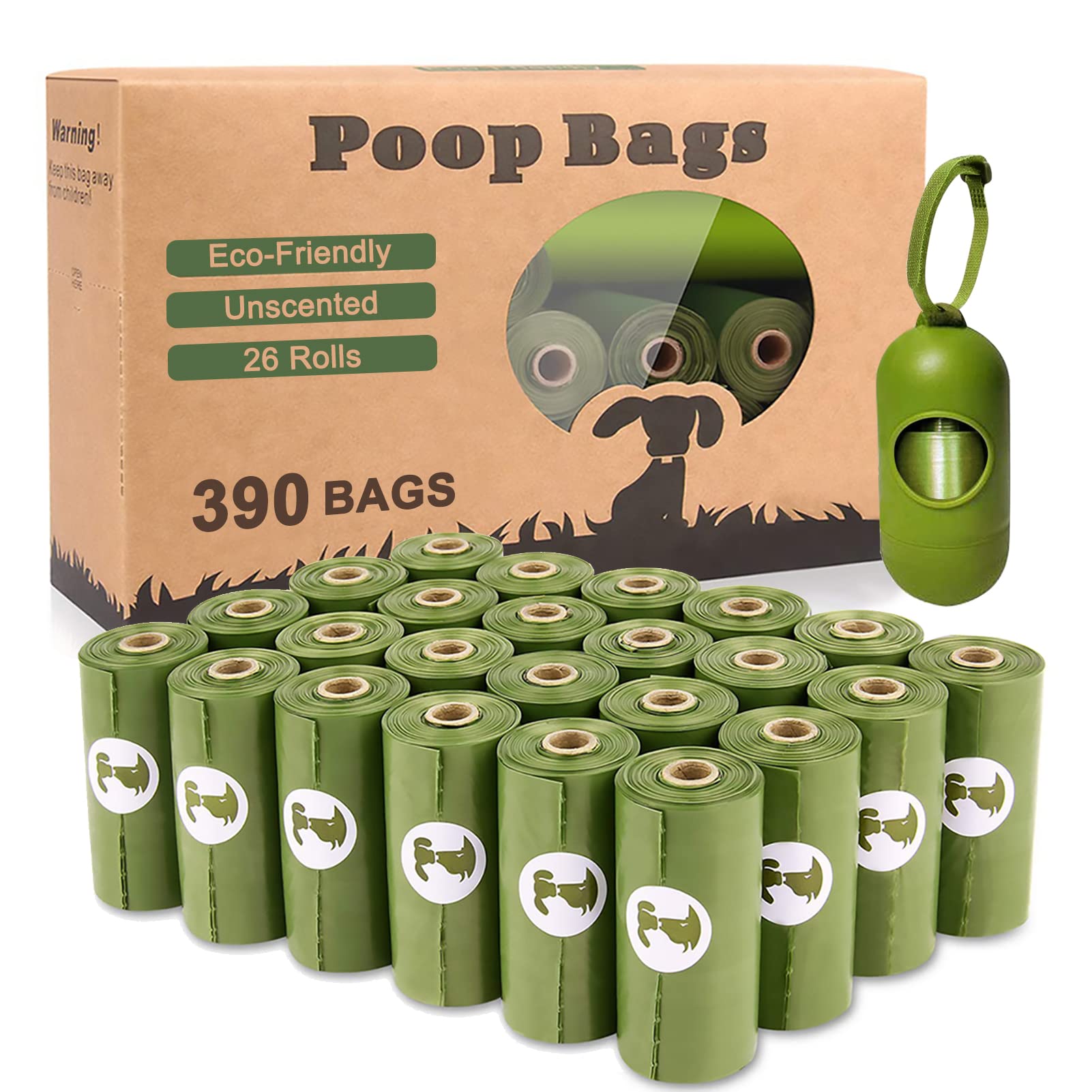 Yingdelai Dog Poo Bags - Extra Thick and Strong, Biodegradable Waste Bags for Dogs, 26 Refill Rolls Dog Poop Bag with 1 Holder - Unscented