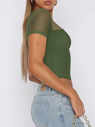 dark green mesh top