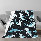 Watercolor Hammerhead Shark Blanket Super Soft Flannel Blanket Comfy Cozy Throw Blanket Couch Lightweight Blankets for Living Room Bedroom 60"x50"