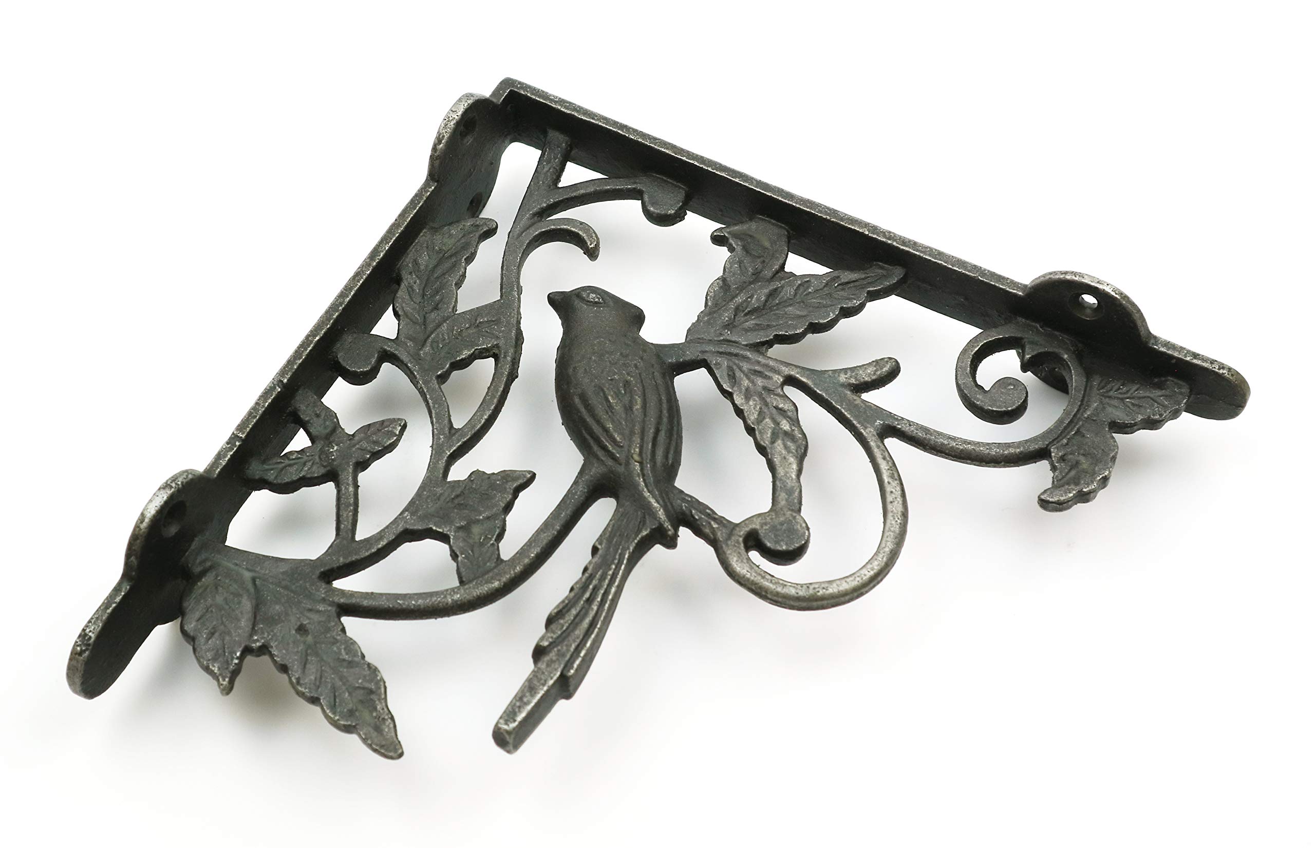 Oakcrafts - Pair of Decorative Bird Shelf Brackets Antique Cast Iron (7.0" x 7.5" / 180mm x 190mm)