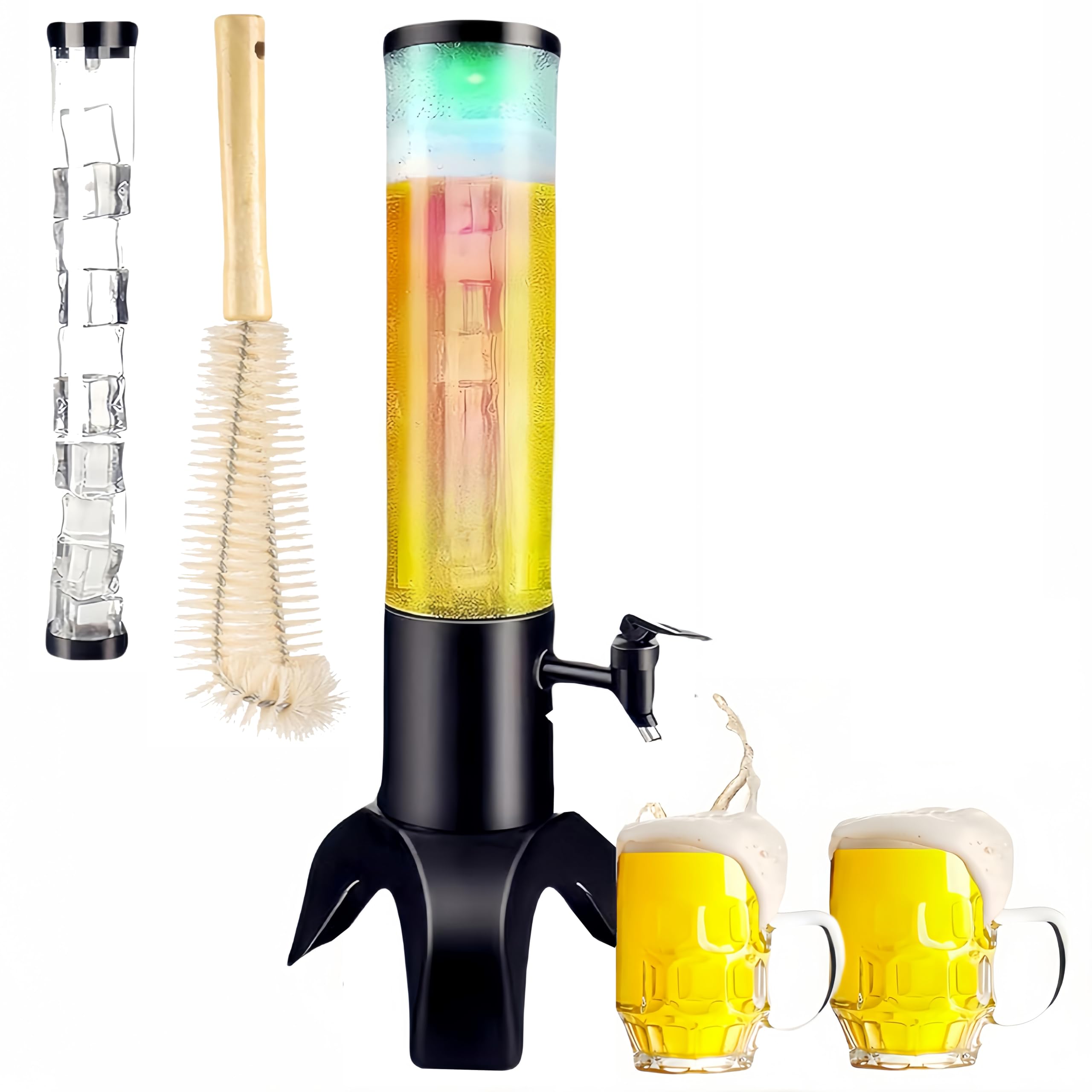 Photo 1 of Drink Tower: 1.5L Mimosa Tower Dispenser with Ice Tube and LED Light, 50oz/1.58 Qt Tabletop Beer Dispense for Parties Bars Pubs Restaurants (1.5L)