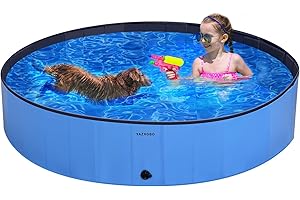 YAZXGBO Foldable Dog Pool for Large Dogs, 63'' Swimming Pool for Small Dogs, Outdoor Pet Pool Pet Bathtub Collapsible Kiddie Pool Cats Doggie Puppy Bathing Tub with PP Board Hard Support