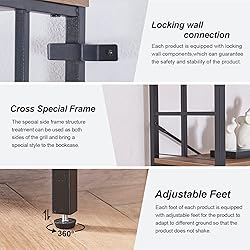 HOMISSUE Bookshelf, Industrial Double Wide 7-Tier