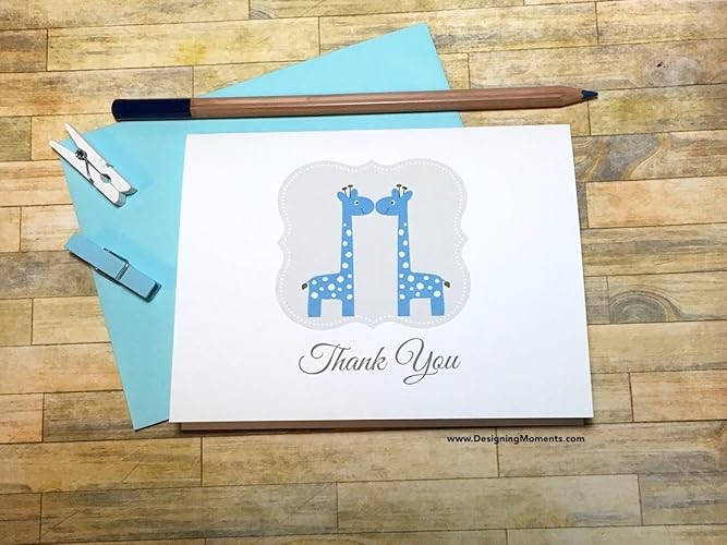 Amazon Com Twin Boys Thank You Cards Giraffe Twins Baby Shower