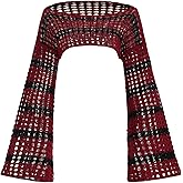 WDIRARA Women's Crochet Crop Tops Shrugs Y2k Hollow Out Sweater Knit Crochet Long Sleeve Crop Tops