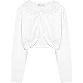BOLEROSE Girls Long Sleeve Floral Lace Bolero Cardigan Kids Shrug Cover Up